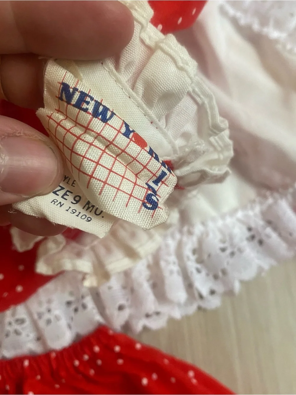 Red & White Strawberry Dress and Bloomers Set for Babies 9 months